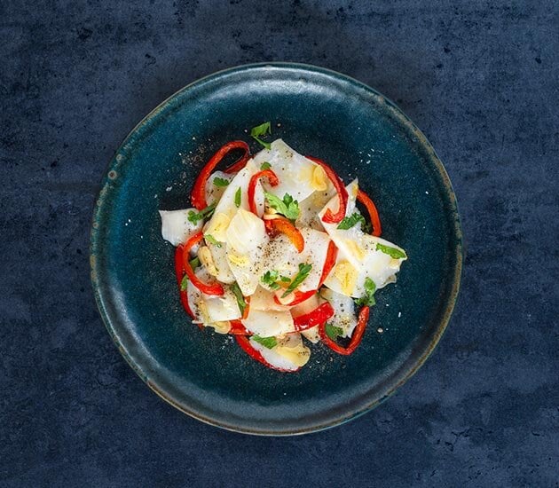 Salada de Bacalhau da Noruega com pimentos assados